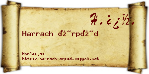 Harrach Árpád névjegykártya